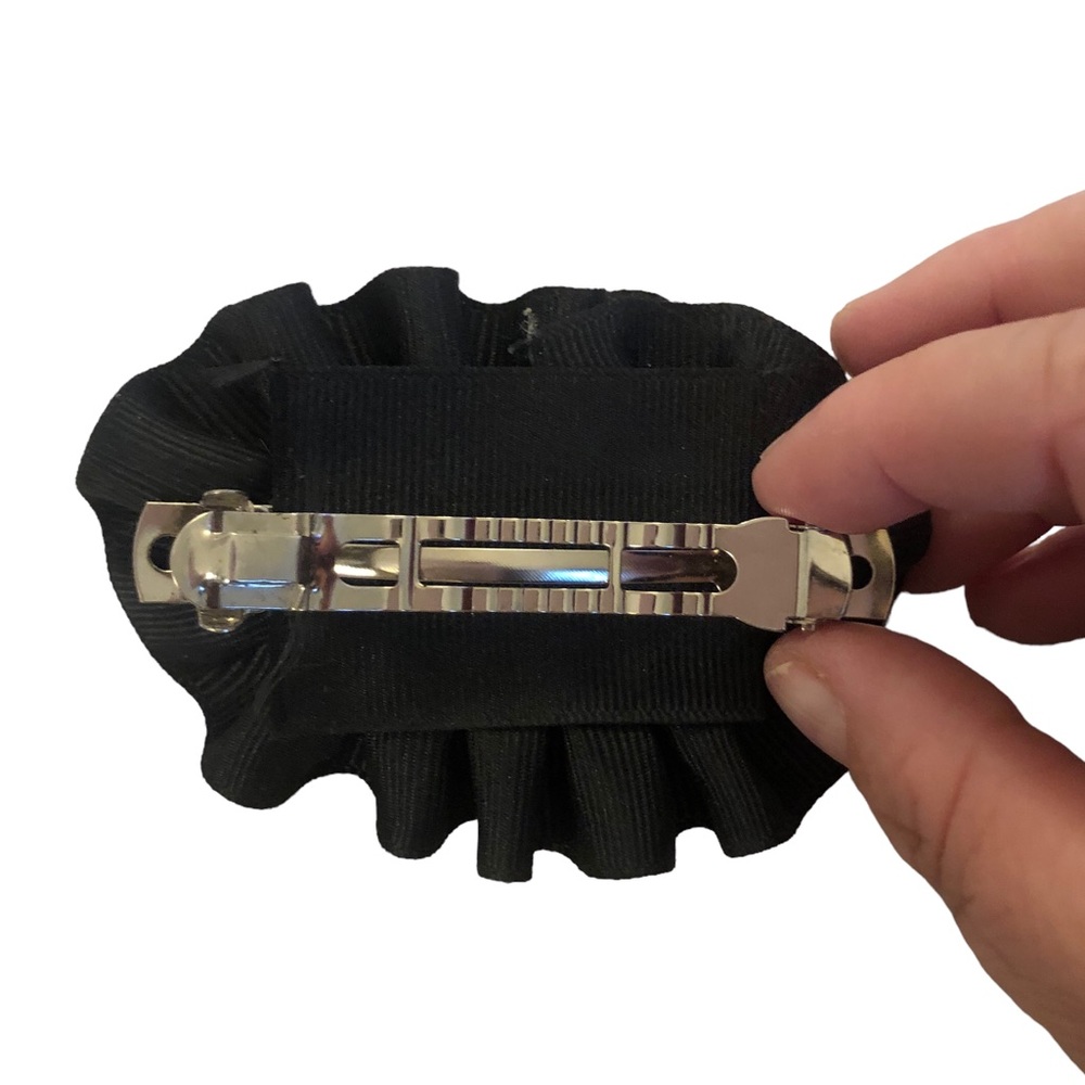 Black Ribbon Ruffle Barrette - Picture 4 of 4